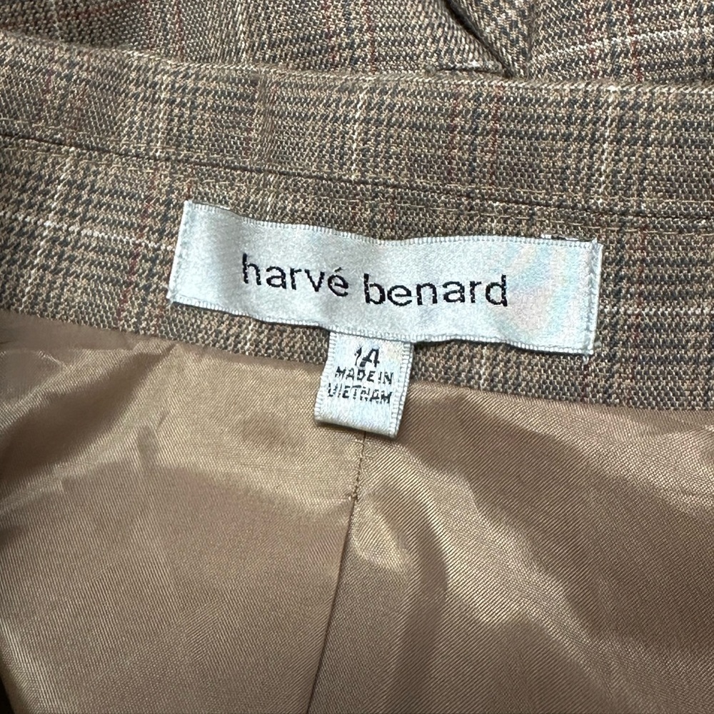 Harve Bernard Women’s Brown Plaid Jacket Blazer Coat Suite Sz 14 Large Work wear - Picture 5 of 7